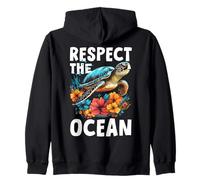 Respect The Ocean Sea Turtle Surfer Plongée Fleurs Sweat à Capuche