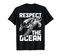 Respect The Ocean Sea Turtle Surfer Plongée Fleurs T-Shirt