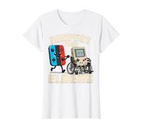 Respect Your Elders Funny 80s Gaming Controller Retro Gamer T-Shirt Graphique avec Valeur, Femme, Blanc, M