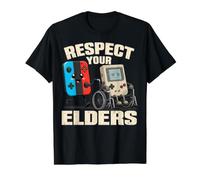 Respect Your Elders Funny 80s Gaming Controller Retro Gamer T-Shirt Graphique avec Valeur, Homme, Noir, XL