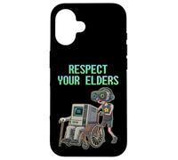 Respect Your Elders Retro Computer Gamer Boy Funny VR Gaming Coque pour iPhone 16