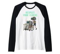 Respect Your Elders Retro Computer Gamer Boy Funny VR Gaming Manche Raglan
