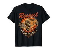 Respect Your Elders Retro Hot Rod avec tête de Mort et équipement T-Shirt