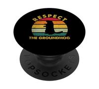 Respectez The Groundhog Sunset Funny Woodchuck PopSockets PopGrip Adhésif