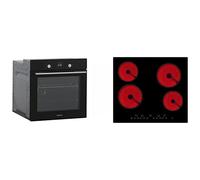 Respekta AB700 Four encastrable en verre autonome avec minuterie LED + plaque vitrocéramique, argenté