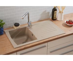 Respekta Boston Spüle Granit Einbauspüle 86 x 50 Beige, 1 Becken