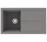 Respekta Cleveland Évier en minérite, gris, 1 bac de 86 x 50 cm, convient pour les armoires inférieures à partir de 50 cm de largeur