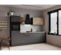 respekta Coin de cuisine Oliver 280 cm avec étagère - Gris mat/imitation chêne artisanal