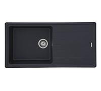 Respekta Columbia évier en granit noir / 1 évier encastré 100 x 50 cm/Évier adapté pour des meubles sous-évier de 60 cm de large