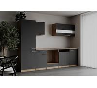respekta Cuisine encastrable - Bloc vide - Chêne brut scié - Gris Merle - 280 cm