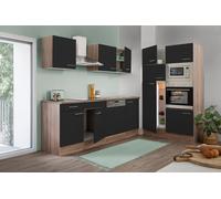 Respekta Cuisine Linéaire Einbauküche Leerblock Eiche York Noir Oliver 340 cm