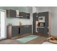 Respekta Einbauküche Eiche York Gris Finition Satin 370 cm, L-Form