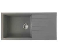 Respekta évier en matériau minéral Houston en gris béton/modèle encastrable 1 bac 100 x 50 cm/convient aux meubles sous-évier à partir de 60 cm de large / HOUSTON100X501BG