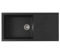 Respekta évier en matériau minéral Houston en noir/modèle encastrable 1 bac 100 x 50 cm/convient aux meubles sous-évier à partir de 60 cm de large / HOUSTON100X501BS