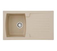 Respekta Évier en minéralite beige sablé 1 bac 86 x 50 cm encastrable adapté aux meubles bas de 45 cm