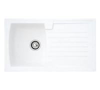 Respekta Évier en minéralite blanc | Évier encastrable cuve 86 x 50 cm | Évier adapté meubles sous-évier 45 cm large