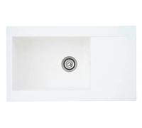 Respekta Évier en minéralite Denver en blanc/Évier encastrable à 1 bac de 86 x 50 cm/Évier adapté aux meubles sous-évier de 60 cm de large