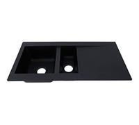 Respekta Évier en minéralite Denver en Noir/encastrable à 1 cuve de 100 x 50 cm/adapté pour des Meubles sous-évier d'au Moins 60 cm de Large