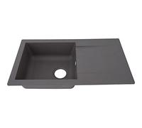 Respekta Évier en minéralite Denver en gris/Évier encastrable à 1 bac de 78 x 44 cm/Évier adapté aux meubles sous-évier de 45 cm de large