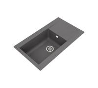 Respekta Évier en Minéralite Denver Gris Béton - Encastré à Un Bac 86 x 50 cm - Pour Meubles Sous-évier 60 cm de Large