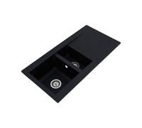 Respekta Évier en minéralite Denver en Noir/encastrable à 1 cuve de 100 x 50 cm/adapté pour des Meubles sous-évier d'au Moins 60 cm de Large