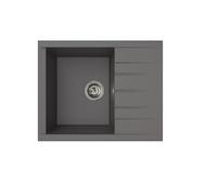 Respekta Évier encastrable Houston Mineralite en gris / 1 bac Évier Mineralite 62 x 50 cm/Évier adapté aux meubles bas à partir de 50 cm de largeur