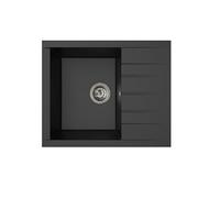 Respekta Évier encastrable Houston Mineralite en noir / 1 bac Évier Mineralite 62 x 50 cm/Évier adapté aux meubles sous évier à partir de 50 cm de largeur