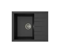 Respekta Évier encastrable Houston Mineralite en noir / 1 bac Évier Mineralite 62 x 50 cm/Évier adapté aux meubles sous évier à partir de 50 cm de largeur