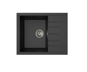Respekta Évier encastrable Houston Mineralite en noir / 1 bac Évier Mineralite 62 x 50 cm/Évier adapté aux meubles sous évier à partir de 50 cm de largeur