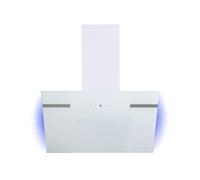 Respekta Hotte aspirante hauteur de plafond/Hotte inclinée 60 cm/Boîtier métallique avec écran en verre blanc/Fonction évacuation et recyclage de l'air / CH69060WA+ / A+ / 43 - 63 dB