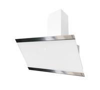 Respekta Hotte aspirante sans tête/hotte inclinée 90 cm/abat-jour en verre avec cadre en acier inoxydable blanc/fonction évacuation et recirculation / CH89090W / A++ / 39-59dB