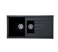 respekta HOUSTON100X50S Évier 60% de matériaux composites minéraux et fibres de verre 40% résine Noir 100 cm