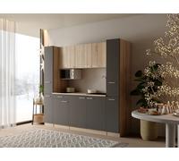 Respekta Ingrid Single Cuisine Encastrée 210 cm Gris Chêne Sans Réfrigérateur