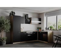 respekta L Cuisine d'angle en chêne brut de sciage Noir Merle Grand réfrigérateur 280 cm
