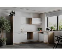 respekta L Cuisine encastrable d'angle vide en chêne brut scié blanc Merle 280 cm