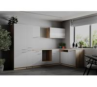 respekta L Cuisine encastrable d'angle vide en chêne brut scié blanc Merle 310 cm