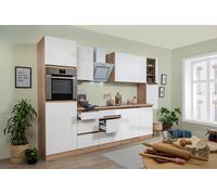 respekta Lorena 330 cm Cuisine Intégrée Griffless D-Form Blanc Haute Brillance
