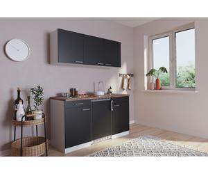 Respekta Miniküche Singleküche Küchenzeile Pantry Blanc Noir 150 cm