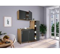 Respekta Miniküche UKS110-11 Küche Einbauküche Grau Matt Eiche 130 cm