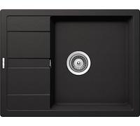 Respekta Nashville Évier en granit noir mat / 1 bac encastrable de 65 x 50 cm/évier pour meubles bas à partir de 50 cm de largeur