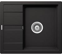 Respekta Nashville Évier en granit noir mat / 1 évier encastrable de 58 x 50 cm Convient pour armoires inférieures à partir de 45 cm de largeur