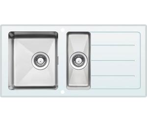 Respekta NEWYORK100x50Weiss Évier encastrable, Verre, Blanc, 100 cm