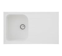 Respekta Orlando évier en granit blanc / 1 évier intégré de 86 x 50 cm/Évier adapté pour les meubles sous évier de 45 cm de largeur