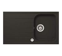 Respekta Orlando évier en granit noir/Évier 1 bac 86 x 50 cm/Évier adapté aux meubles sous-évier de 45 cm de largeur