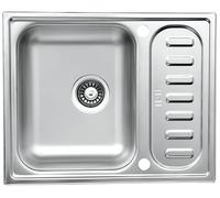 Respekta Riverside Évier encastrable en acier inoxydable avec 1 bac 61,5 x 50 cm Évier en acier inoxydable avec égouttoir Convient pour les armoires inférieures à partir de 50 cm de largeur
