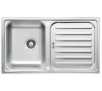 Riverside Évier en acier inoxydable/Évier à un bac encastré de 86 x 50 cm/Évier en acier inoxydable avec égouttoir, adapté aux placards de 50 cm de large