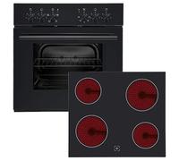 Respekta Set Four Encastrable Viktor | Four avec Table Vitrocéramique | 60 L Capacité | Classe Énergétique A | 4 Zones de Cuisson | 6 Niveaux de Puissance | Verre Noir | Ensemble Four Encastrable 60cm
