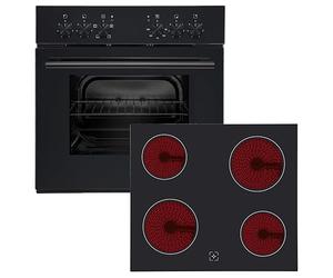 Respekta Set Four Encastrable Viktor | Four avec Table Vitrocéramique | 60 L Capacité | Classe Énergétique A | 4 Zones de Cuisson | 6 Niveaux de Puissance | Verre Noir | Ensemble Four Encastrable 60cm