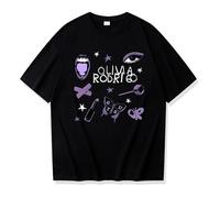 Respeto T-Shirt Olivia Rodrigo Guts World Tour T-Shirt Imprimé Street T-Shirt Décontracté Chemise De Sport À Manches Courtes T-Shirt pour Hommes Et Femmes XS-3XL-Black||XS