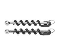 Respicefinem 2Pcs Black Portable Multi?function Stainless Steel Wine And Beer Bottle Opener With Keychain Ideal For Outdoor Picnics Camping Parties And Home Kitchens Lightweight An